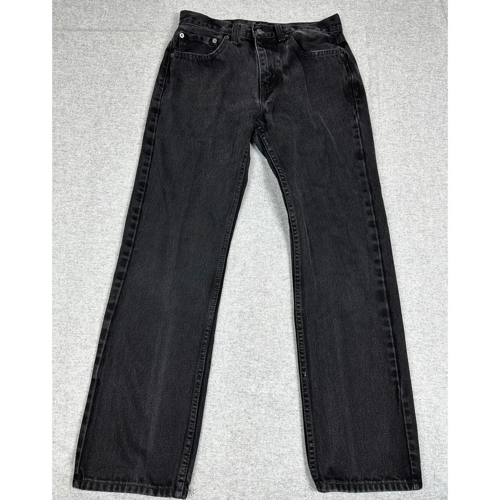 Levis 505 Jeans Mens 31x32 Black Straight Leg Denim